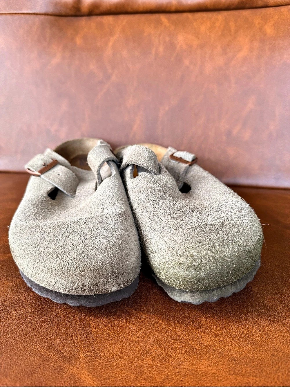 Birkenstock Boston Suede Clogs Taupe Women 8 Men 6 EU 39 Regular Width
